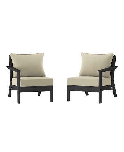 Outdoor Patio Hdpe Black Loveseat Sofa with Cushions