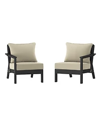 Outdoor Patio Hdpe Black Loveseat Sofa with Cushions