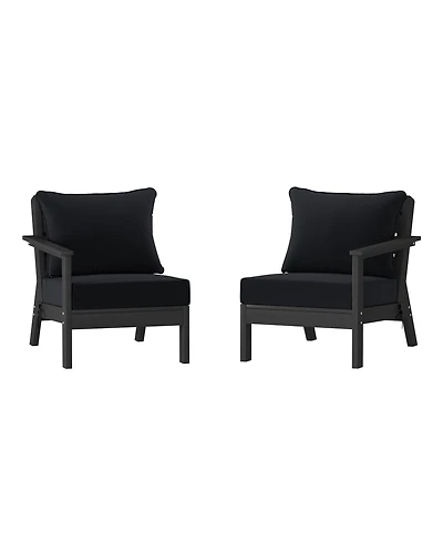 Outdoor Patio Hdpe Black Loveseat Sofa with Cushions