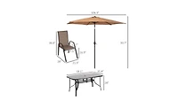 Outdoor Dining Table and Chair Set with Umbrella Complete Patio Furniture for 4-6 People