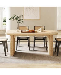 Tribesigns Farmhouse Dining Table for 4-6 People, 62-Inch Modern Kitchen Table with Double Robust Pedestal, Wooden Dinner Table(Only Table)