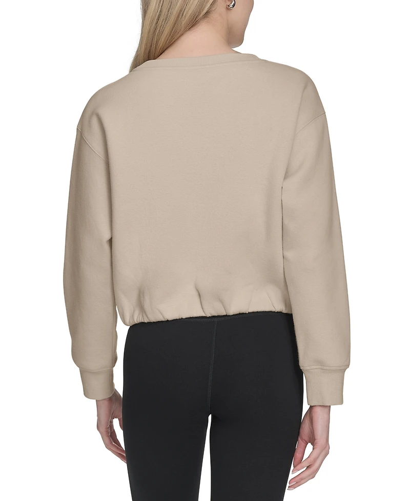 Calvin Klein Women's Logo Fleece Bubble Hem Top