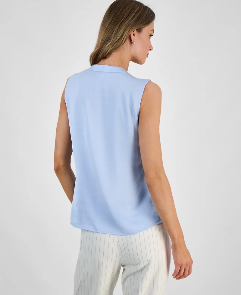 Bar Iii Women's Split-Neck Sleeveless Blouse, Exclusively at Macy's