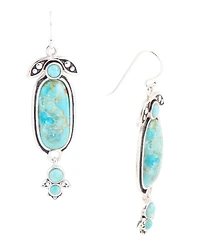 Barse Emile Genuine Blue Turquoise Sterling Silver Oval Drop Earrings
