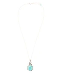 Barse Blue Turquoise and Sterling Silver Hexagon Pendant Necklace