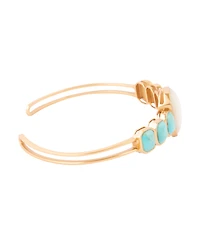 Barse Dual Color Blue Lapis Turquoise and White Mother of Pearl Golden Cuff Bracelet