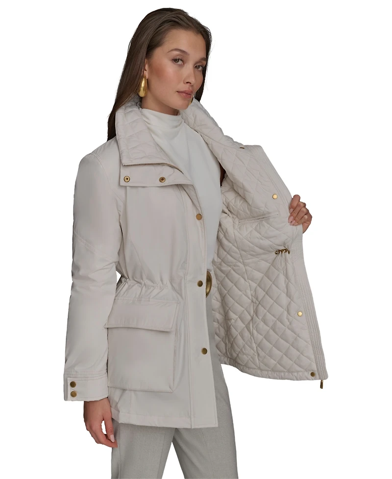 Donna Karan New York Women's Stand-Collar Cinched-Waist Coat