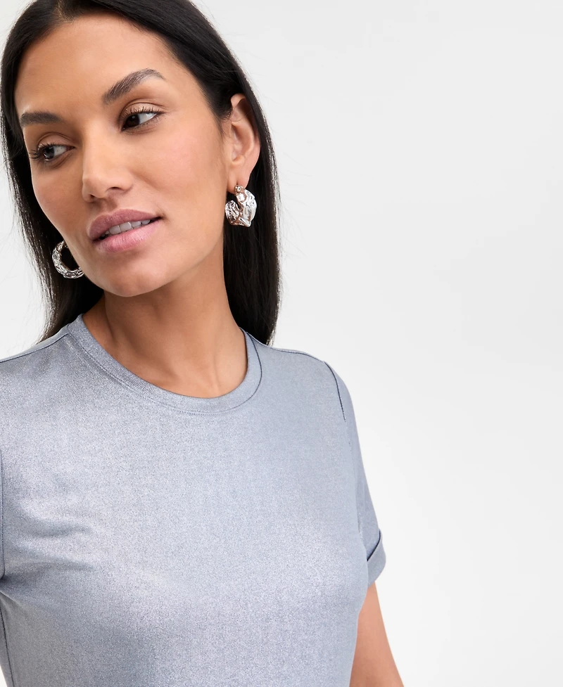 I.n.c. International Concepts Women's Foil T-Shirt, Exclusively at Macy's