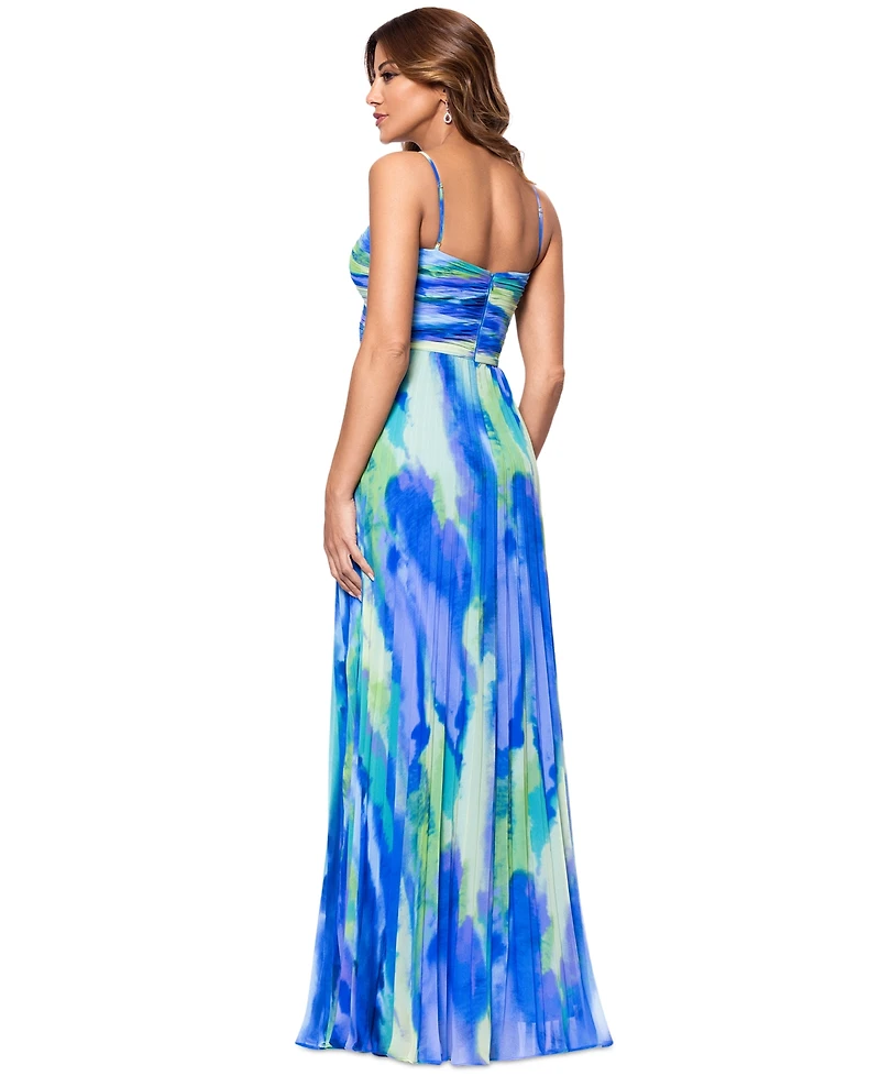 Xscape Women's Pleated Halter Gown