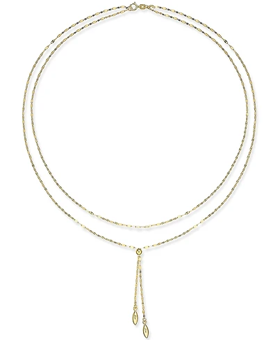 Double Layer 17" Lariat Necklace in 14k Gold