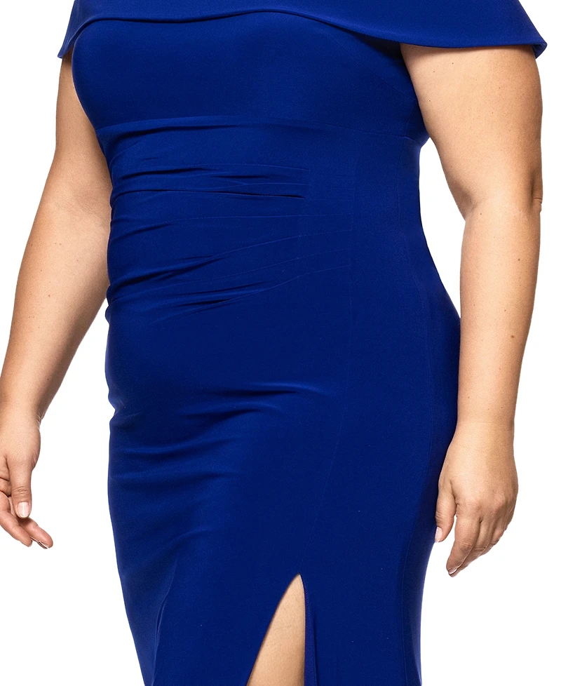 Xscape Plus Size Off-The-Shoulder Jersey Gown
