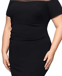 Xscape Plus Size Illusion Stripe Short-Sleeve Sheath Dress