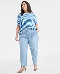 On 34th Trendy Plus Striped Easy T-Shirt, Exclusively at Macy's