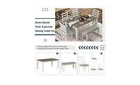 Rustic Style 6-Piece Dining Room Table Set with 4 Upholstered Chairs & a Bench