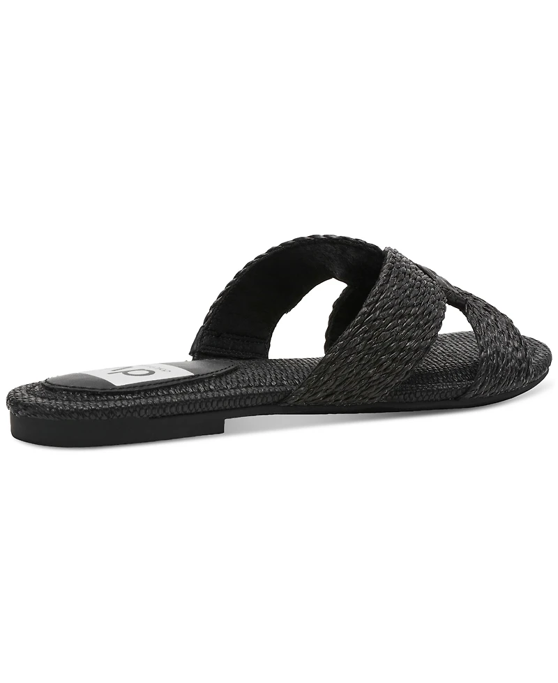 Dv Dolce Vita Women's Geeya Raffia Criss Cross Strap Flat Slide Sandals