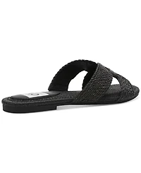 Dv Dolce Vita Women's Geeya Raffia Criss Cross Strap Flat Slide Sandals