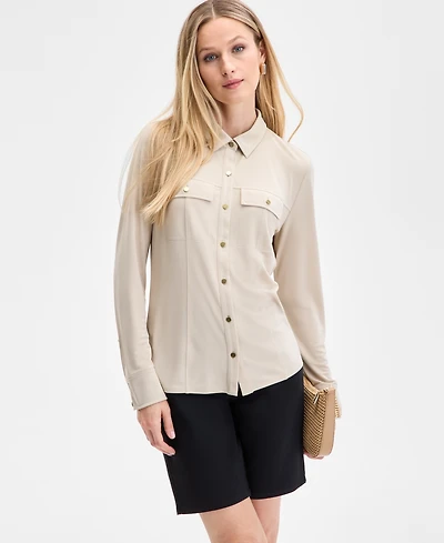 I.n.c. International Concepts Women's Knit Utility Shirt, Exclusively at Macy's