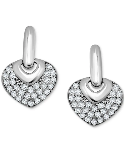 Giani Bernini Pave Cubic Zirconia Heart Door Knocker Earrings (3/4 ct. t.w.) in 18k Gold Over Sterling Silver, Exclusively at Macy's