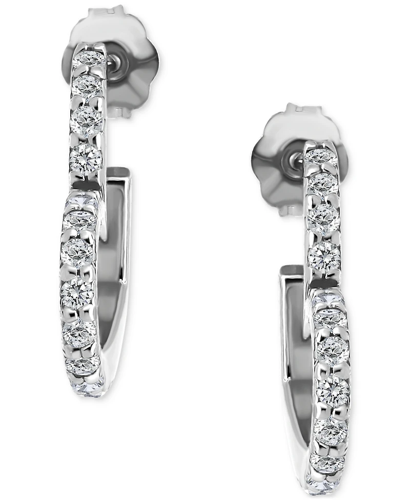 Giani Bernini (3/8 cttw) Pave Cubic Zirconia Heart Shaped Half Hoop Post Earrings. 18KT Gold over Sterling Silver. Exclusively at Macy's