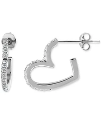 Giani Bernini (3/8 cttw) Pave Cubic Zirconia Heart Shaped Half Hoop Post Earrings. 18KT Gold over Sterling Silver. Exclusively at Macy's