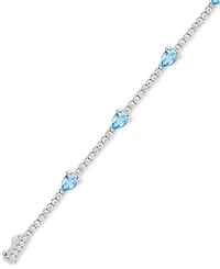 Swiss Blue Topaz (3-1/2 ct. t.w.) & Diamond (1-1/5 Tennis Bracelet 14k White Gold (Also London Aquamarine)