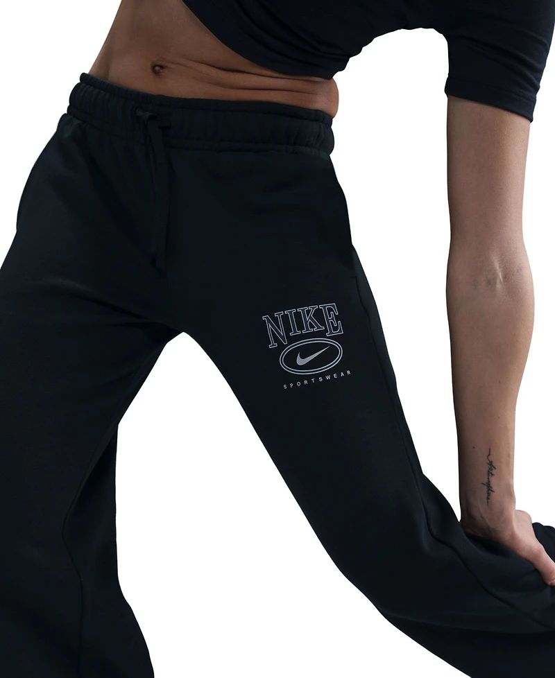 Nike Sportswear Women's Club Fleece Mid-Rise Wide-Leg Logo Pants