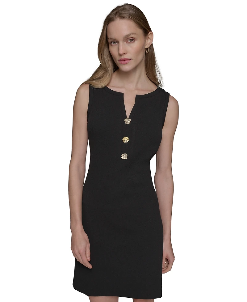 Women's Notch-Neck Sleeveless Knee length Dress