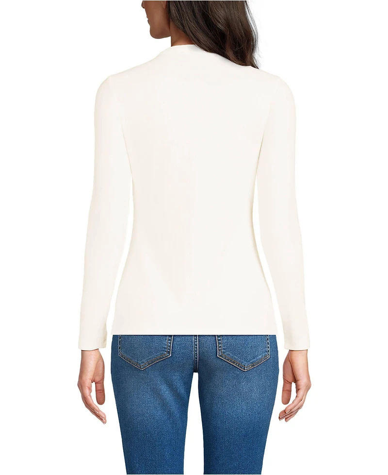 Lands' End Women's Polished Rib Tie Henley Top