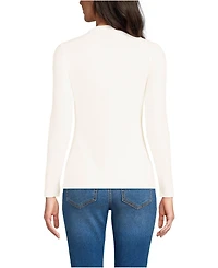 Lands' End Women's Polished Rib Tie Henley Top