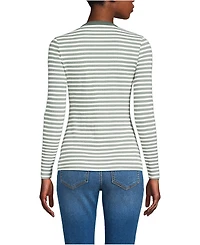 Lands' End Women's Polished Rib Tie Henley Top