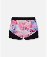 Deux par Girl Printed Athletic Short Pink, Blue And Butterflies - Toddler|Child