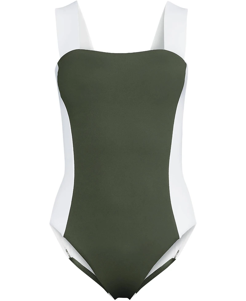 Lands' End Plus Square Neck High Leg One Piece Swimsuit