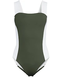 Lands' End Plus Square Neck High Leg One Piece Swimsuit