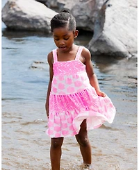Deux par Deux Toddler Girls Printed Terry Beach Dress Pink And White - Toddler|Child