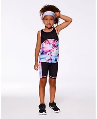 Deux par Girls Printed Athletic Biker Short Black, Pink And Multicolored Butterflies