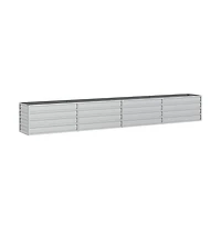 Garden Raised Bed 126"x15.7"x17.7" Galvanized Steel Silver