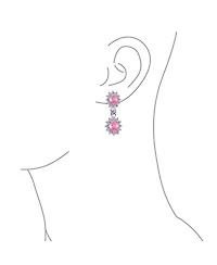 Bling Jewelry Crown Halo Pave Cubic Zirconia Cz Drop Dangling Oval Chandelier Clip On Earrings Statement Non-Pierced