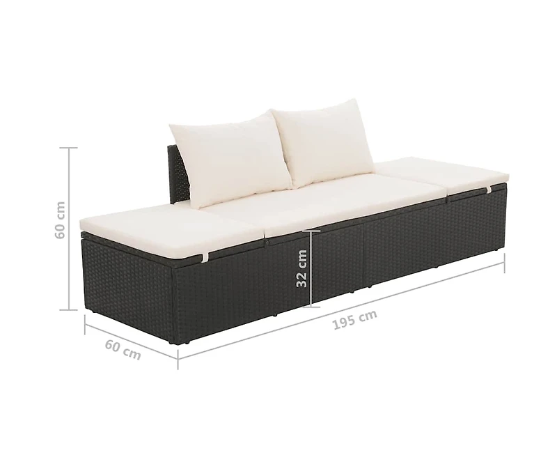 Patio Bed Gray 76.8"x23.6" Poly Rattan