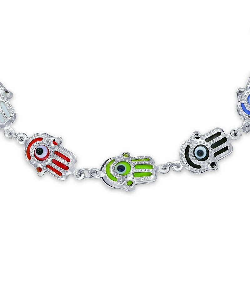 Bling Jewelry Delicate Strand Bracelet with Hamsa Hand & Evil Eye Charms in Sterling Silver