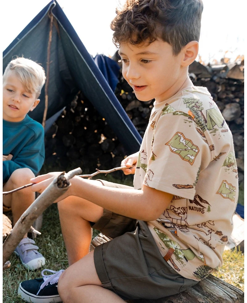 Deux par Deux Toddler Boys Stretch Twill Short Dark Olive Green - Toddler|Child