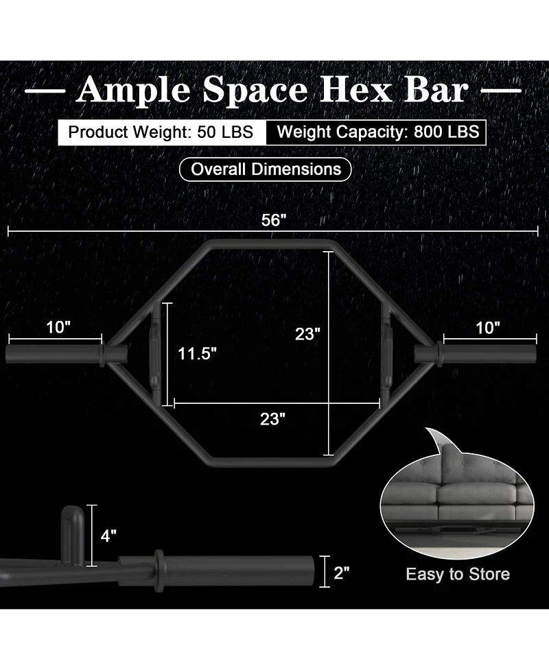 56 Inch Olympic Hexagon Deadlift Trap Bar with Folding Grips Powerlifting32 Reviews