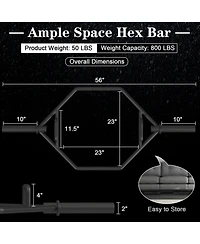 56 Inch Olympic Hexagon Deadlift Trap Bar with Folding Grips Powerlifting32 Reviews