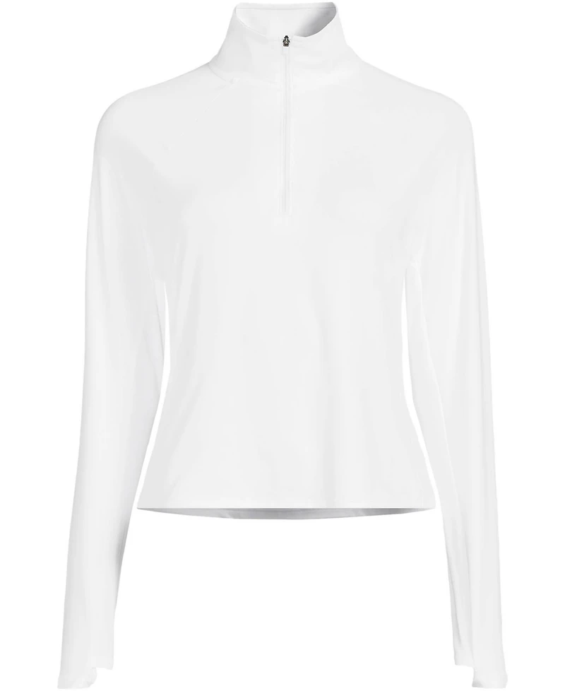 Lands' End Women's SunShade Upf 50 Long Sleeve Quarter Zip Rash Guard