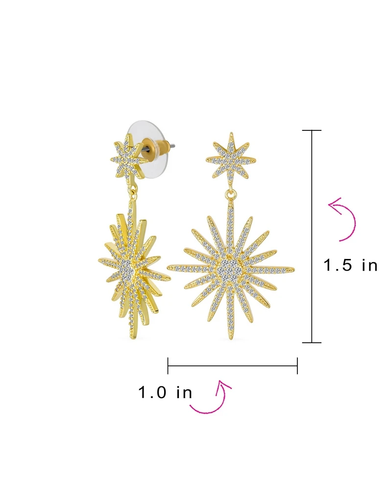 Bling Jewelry Classic Dangle Chandelier Earrings Cz Starburst Gold Prom