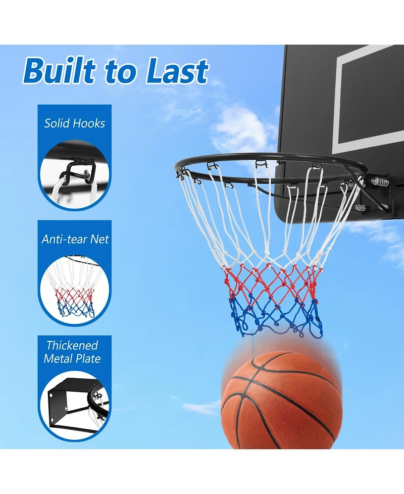 18 Inch Basketball Rim Goal Replacement with All Weather Net and Mounting Hardware