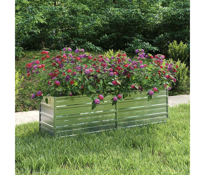 Garden Raised Bed 63"x15.7"x17.7" Galvanized Steel Silver