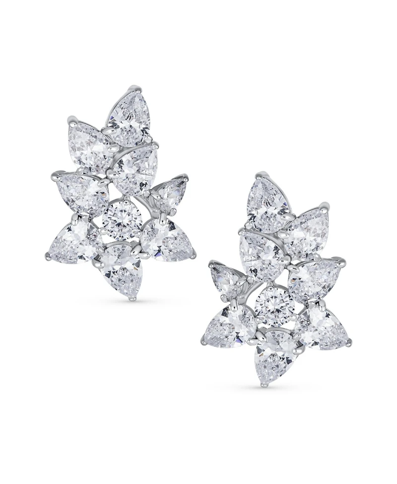 Bling Jewelry Elegant Marquise Leaf Cz Clip-On Earrings s and Proms Silver Plated