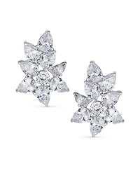 Bling Jewelry Elegant Marquise Leaf Cz Clip-On Earrings s and Proms Silver Plated