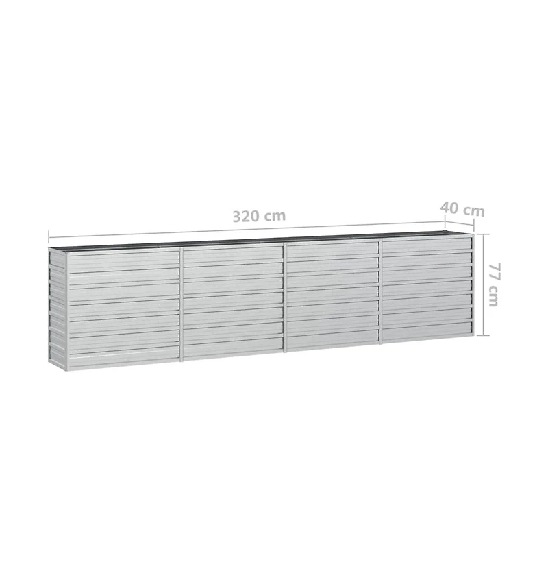 Garden Raised Bed 126"x15.7"x30.3" Galvanized Steel Silver