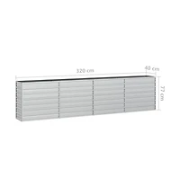 Garden Raised Bed 126"x15.7"x30.3" Galvanized Steel Silver